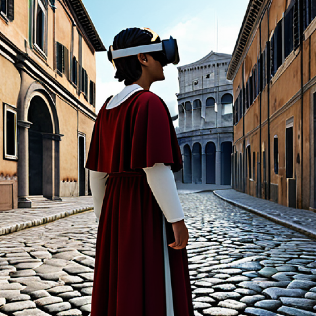 메타버스 속 가상 도서관 - Immersive Historical Learning**

"A student avatar in a VR classroom experiencing ancient Rome. Deta...