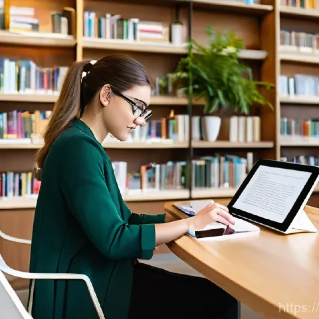 공공 도서관 혁신 사례 - **Modern Digital Library and Cafe Hub:** A bright, expansive, and contemporary public library interi...