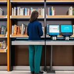 무인 도서관 시스템 - **Prompt 1: The Future is Now: A Smart Library Hub**
    "A vibrant, futuristic smart library interi...